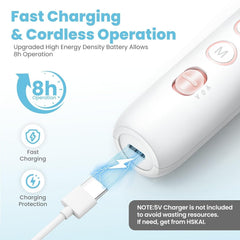 HSKAI cordless rechargeable nail file with Dremel-style power for portable salon quality.