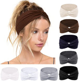 Huachi boho knotted headband front view with wide non-slip fit