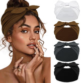 Huachi bow headband front view showing wide coverage for secure all-day wear.