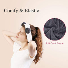 Huachi white plush headband with panda ears ideal for spa or yoga sessions
