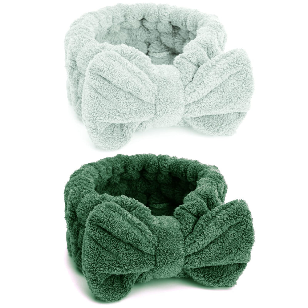 Huachi headbands for women with bows are soft and fluffy for spa-worthy face washing.