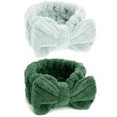 Huachi headbands for women with bows are soft and fluffy for spa-worthy face washing.