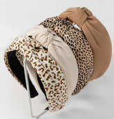 Huachi knotted headband leopard print for effortless chic styling.
