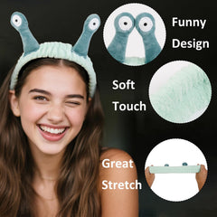 Huachi snail spa headband during makeup application keeps hair away.
