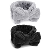 Huachi Spa Headbands Bow Black keeps hair away for a mess-free face wash.