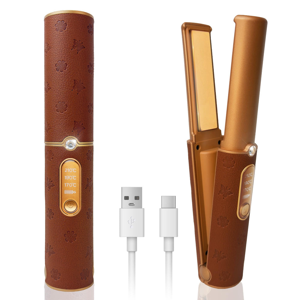 Huajun cordless hair straightener compact-design for easy on-the-go styling and travel.