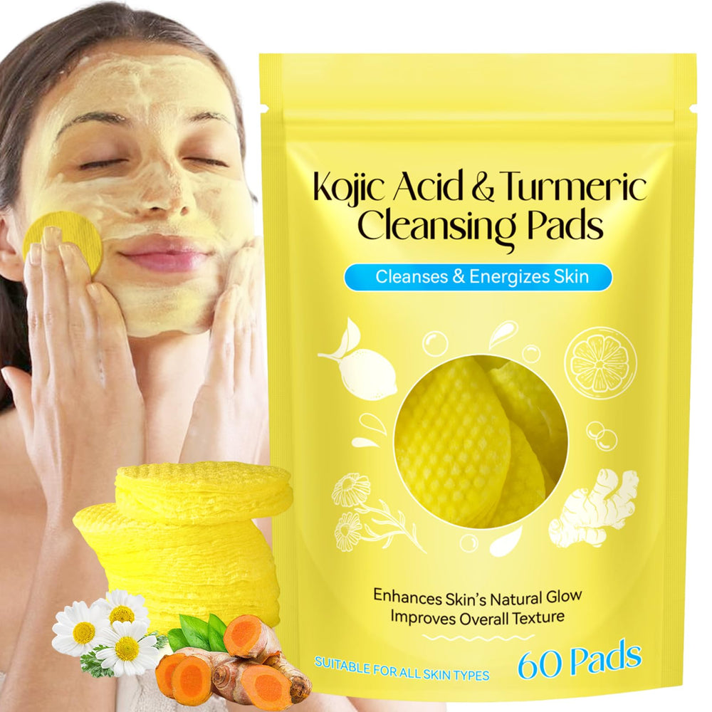 HUALIJIA Turmeric Kojic Acid Cleansing Pads packaging for portable daily cleansing on the go.