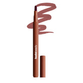 Huda Lip Contour Stain Warm Brown lips swatch showing long wear