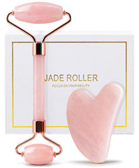 Huefull rose quartz face roller for a refreshing cool glide