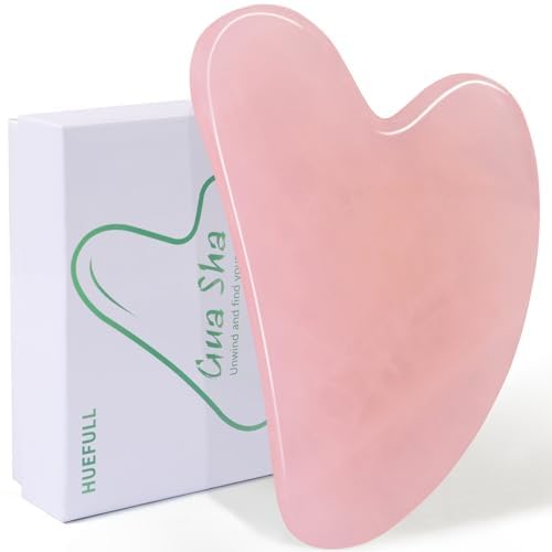 huefull Gua Sha rose quartz face tool for facial contouring and self-care rituals