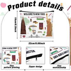 Huhumy New York cosmetic bag varied patterns collection, stylish storage for daily essentials.