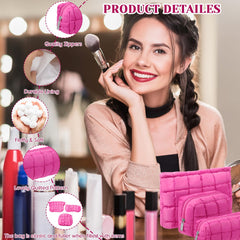Huhumy three-piece set arrangement showcases versatile sizes for organizing makeup and small tools.