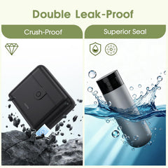HUITAI travel bottles with case lock button visible prevents accidental opening during transit