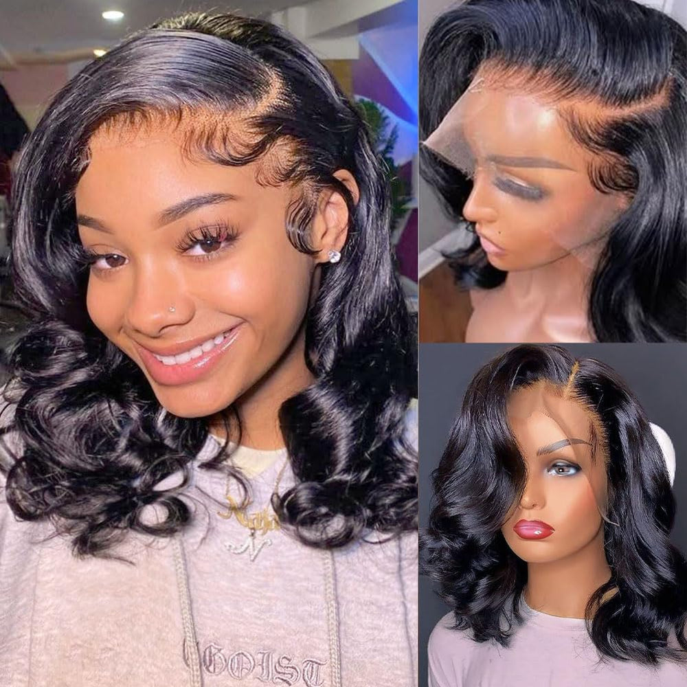 Front view of HUIWANYAN Hihmarm body wave bob wig with natural-looking hairline.