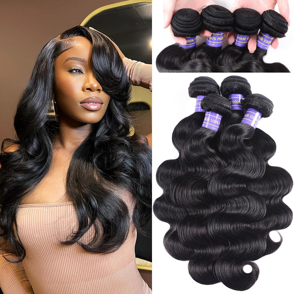 Hullran 12A body wave bundle 14-inch close-up shows smooth, tangle-free weft for everyday wear.