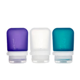 humangear GoToob+ 3-pack set with compact silicone bottles for organized travel.
