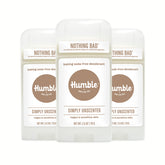 Humble Brands aluminum-free deodorant pack3 tubes top view for daily use