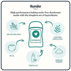 Humble Brands deodorant with candelilla wax for silky-smooth glide.