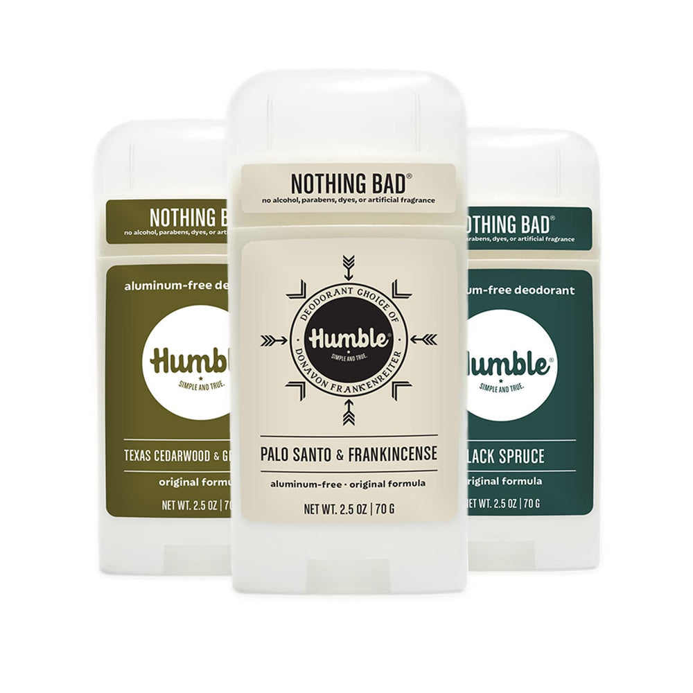 Humble Brands Original Deodorant three-pack front view showing aluminum-free packaging