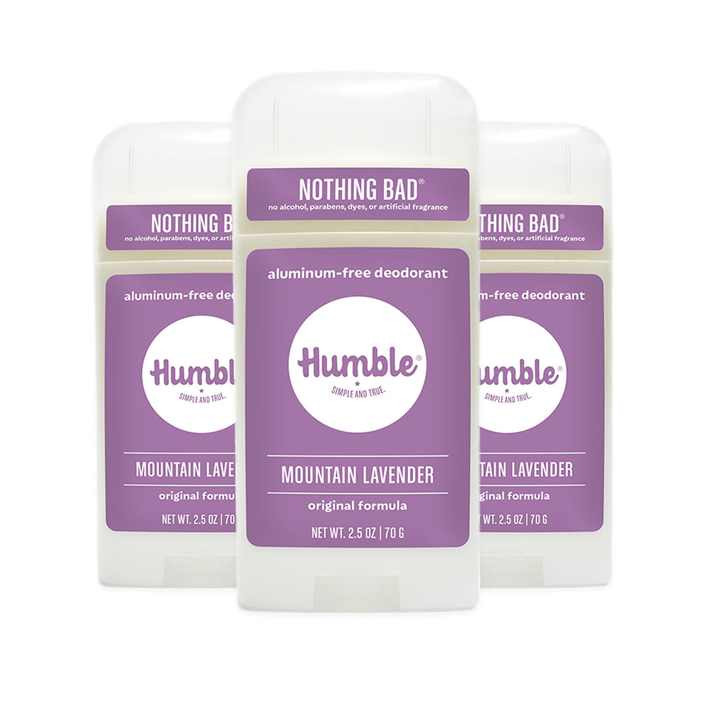 Humble Brands Original Formula Mountain Lavender deodorant pack-3 delivers long-lasting freshness for active days.
