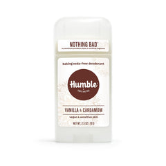 Humble Brands vegan deodorant vanilla-cardamom application for a smooth daily glide.