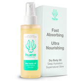 Hume Supernatural dry body oil spray bottle providing fast-absorbing moisture for all skin types.