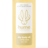 HUME SUPERNATURAL dry body oil spray bottle closeup, lightweight mist delivers fast hydration