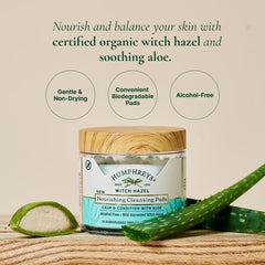Humphreys Witch Hazel Nourishing Cleansing Pads close-up reveals soft texture for gentle cleansing.