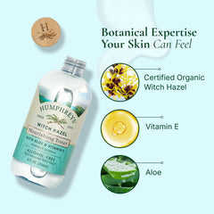 Humphreys applicator with cotton pad applying toner for gentle cleansing.