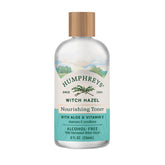 Humphreys Witch Hazel Nourishing Toner bottle close-up promoting refreshing skin balance.