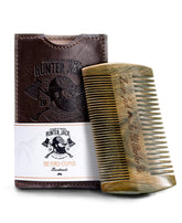 Hunter Jack sandalwood beard comb with fine teeth for detangling and precise grooming.