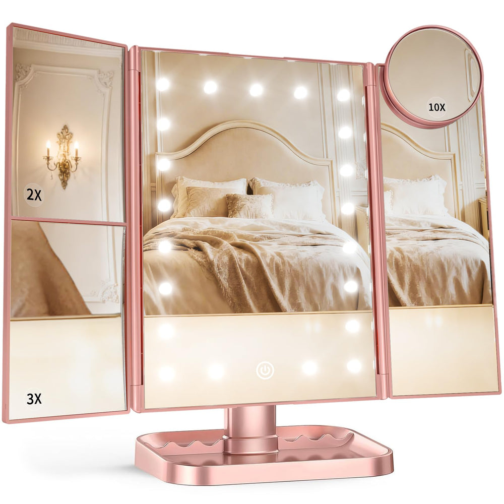 HUONUL makeup mirror with LEDs provides bright, precise makeup lighting.