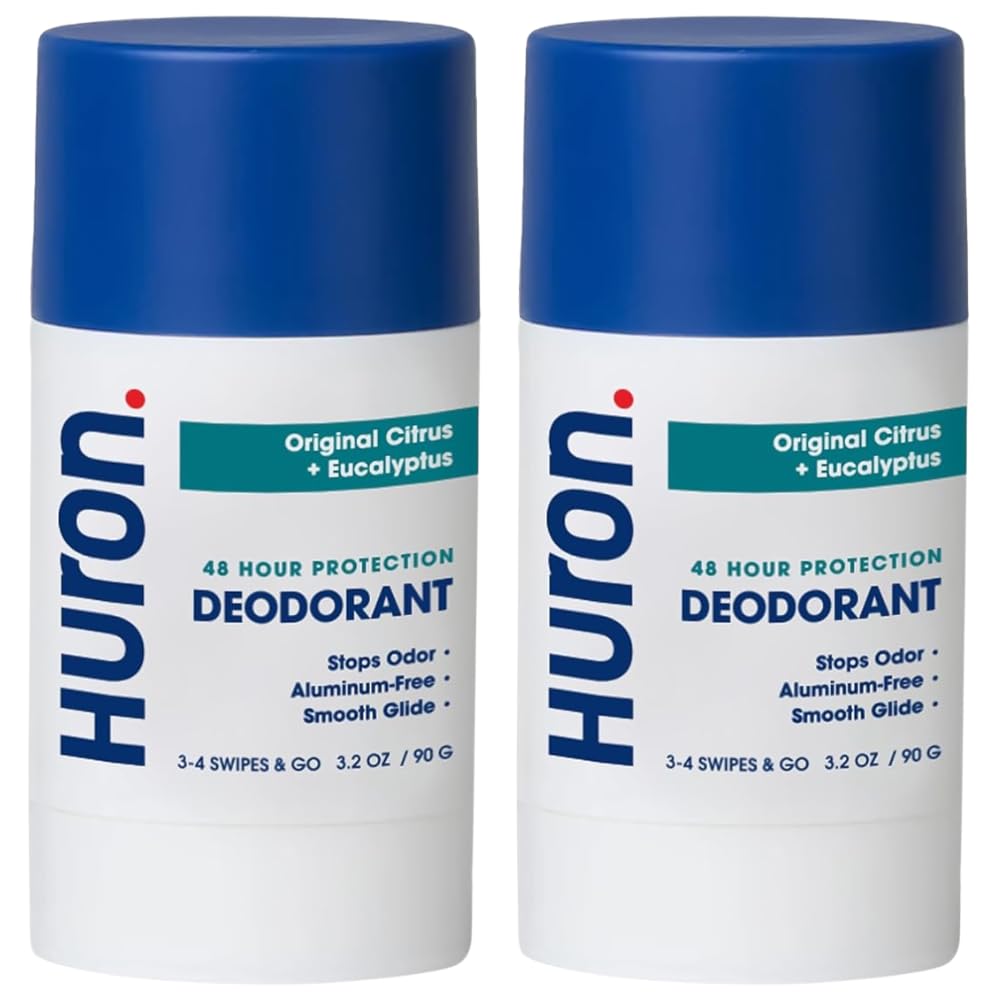 Huron 48-hour odor protection deodorant two-pack front view for all-day freshness.