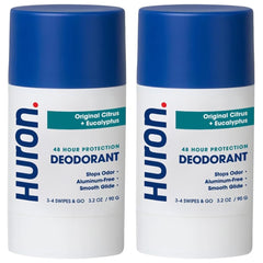 Huron 48-hour odor protection deodorant two-pack front view for all-day freshness.