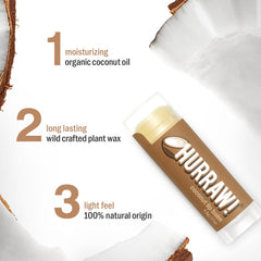 Hurraw! Coconut Lip Balm rich coconut oil texture for smooth lip feel