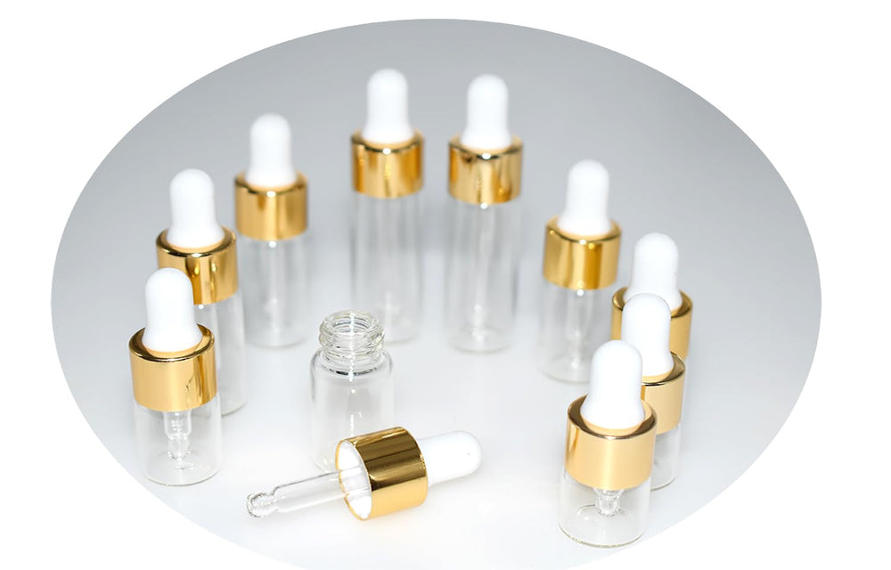 Hustar 1ml clear glass dropper bottle for precise oil samples.