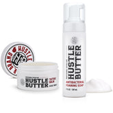 Hustle Butter Deluxe tattoo wash bottle showing antibacterial formula for in-session care