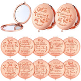 Huwena rose gold Christian compact mirror style 1 for on-the-go makeup touch-ups
