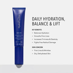 HydroPeptide Face Lift tube close-up shows fast absorption and a smooth, breathable finish.