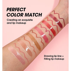 Hyesamyo pink lip gloss being applied reveals plumping shine and smooth texture