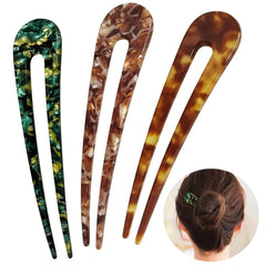 HYFEEL U-shape hair pin green 3-pack for elegant updos with light hold