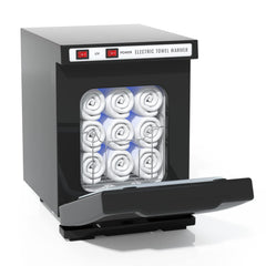 HYTOBP hot towel warmer front view shows compact spa-ready design for busy salons.