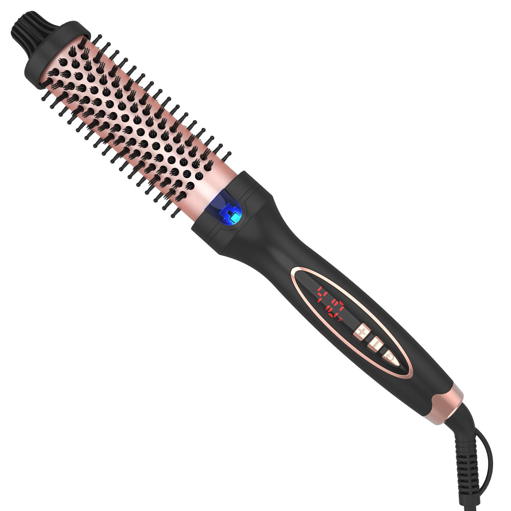 Hywestger curling iron thermal brush front view with compact design for sleek styling