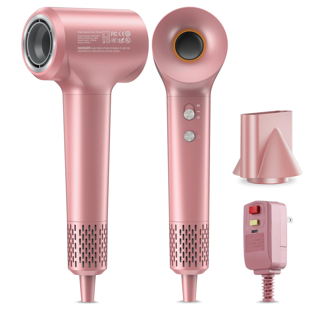 HZD hair dryer motor close-up shows high-speed airflow for fast drying.