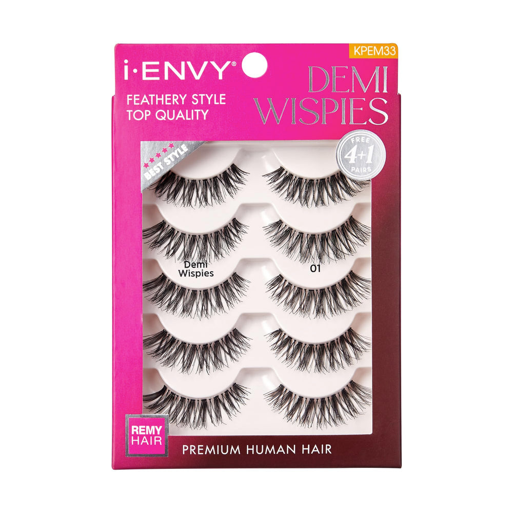 i-ENVY demi wispies pack closeup highlights premium human hair for daily wear