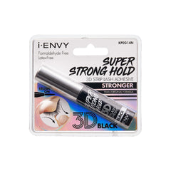 i-ENVY lash glue bottle demonstrates all-day hold for 3D lashes.