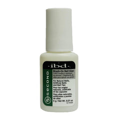 IBD 5 Second Brush-On Nail Glue packaging shows compact bottle for quick-home nail repairs