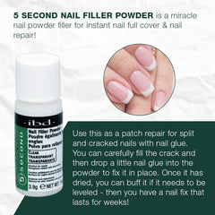 IBD 5 Second Nail Filler Powder closeup nails shows natural-looking reinforcement.