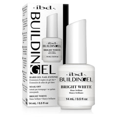 IBD Builder Gel Bright White bottle closeup for precise, long-lasting nail extensions