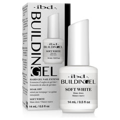 IBD Builder Gel Soft White bottle and Guardian brush for easy application.